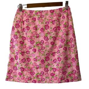 Vintage Lilly Pulitzer White Label Size 2 ~Happy Snails~Cotton Wrap Skirt‎ Pink